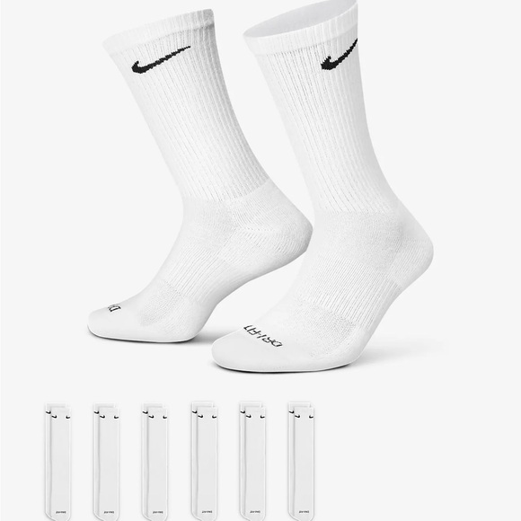 Nike dri fit socks 6 pairs white - Picture 1 of 8